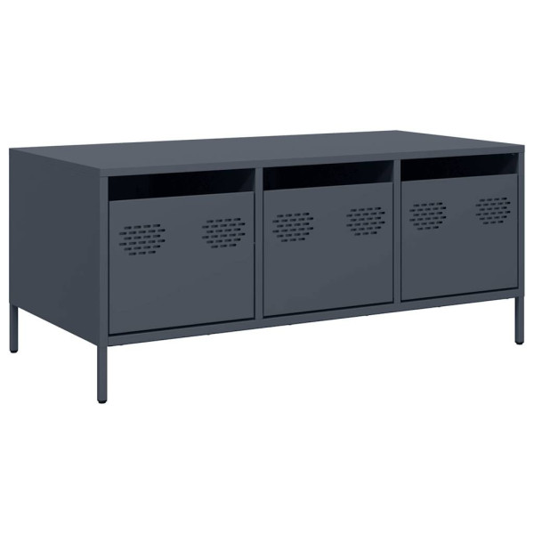 Stolik Kawowy Ława Stół Antracytowy Metalowy 101.5x50x43.5 Szuflady 735826
