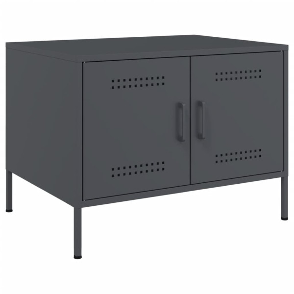 Stolik Kawowy Ława Stół Antracytowy Metalowy 68x50x50.5 Drzwiczki 736419