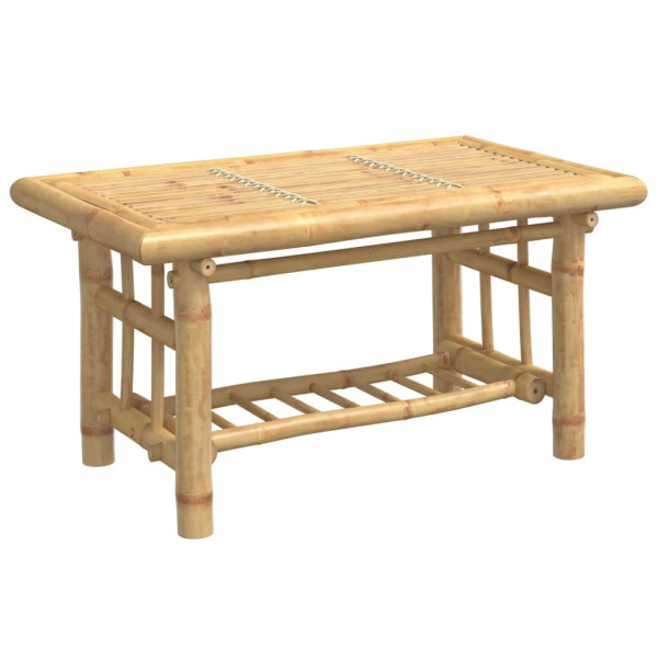 Stolik Kawowy Ława Stół Bambusowy 70x45x36 Półka Do Salonu Do Pokoju 736449