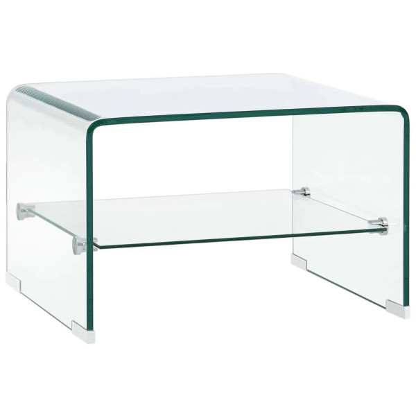 Stolik Kawowy Ława Stół Bezbarwny Szklany 50x45x33 Półka Do Salonu 729747