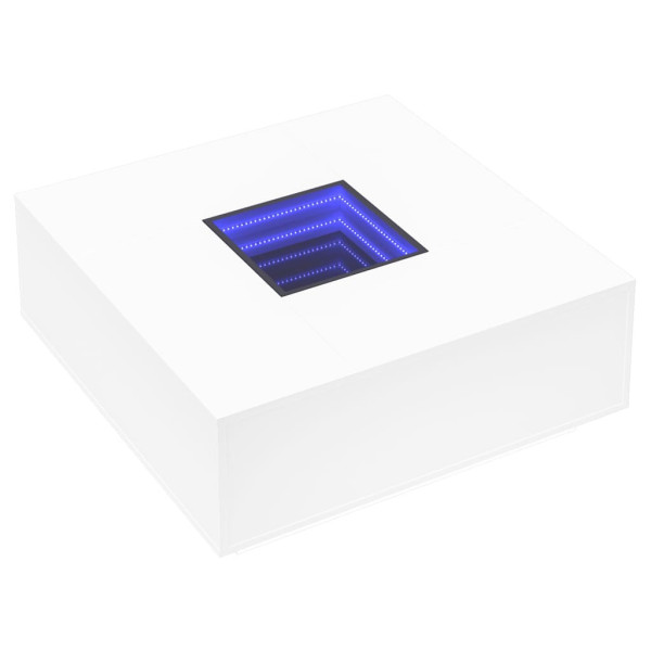 Stolik Kawowy Ława Stół Biały 100x100x40 Oświetlenie Led Do Salonu 729884