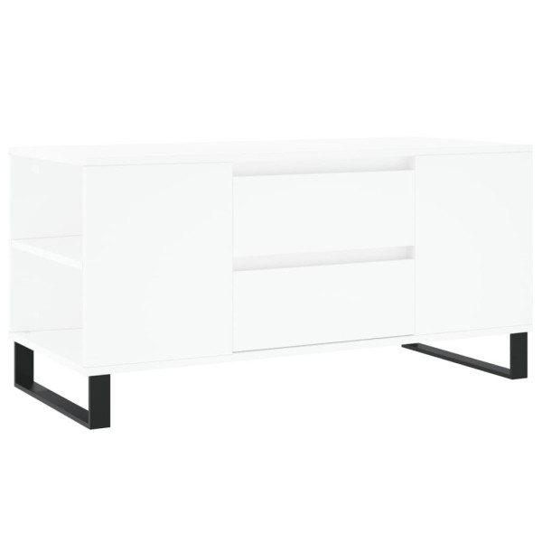 Stolik Kawowy Ława Stół Biały 102x44.5x50 Szuflady Przegrody Do Salonu 735044
