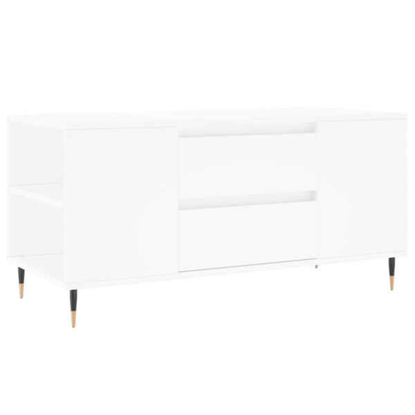 Stolik Kawowy Ława Stół Biały 102x44.5x50 Szuflady Przegrody Do Salonu 736111