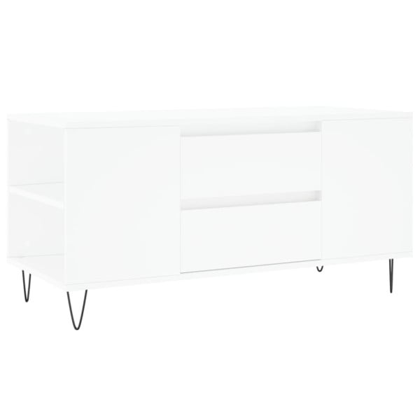 Stolik Kawowy Ława Stół Biały 102x44.5x50 Szuflady Przegrody Do Salonu 730007