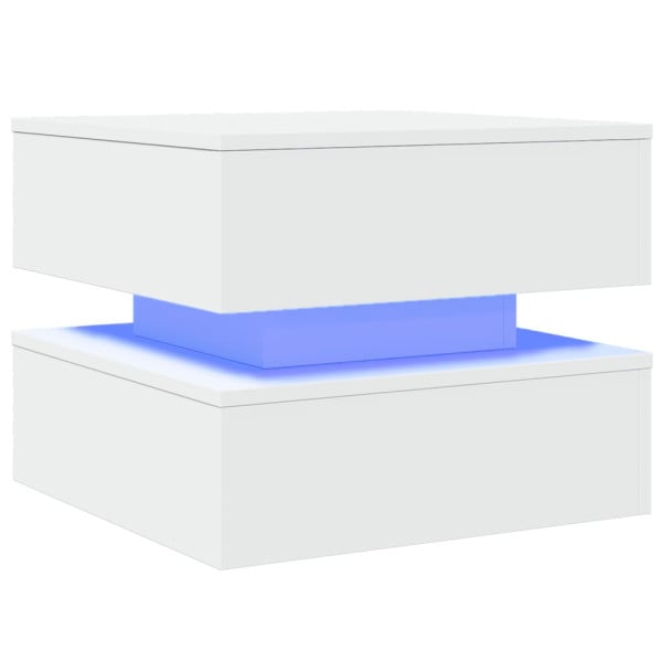 Stolik Kawowy Ława Stół Biały 50x50x40 Oświetlenie Led Do Salonu Do Pokoju 737830