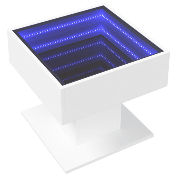 Stolik Kawowy Ława Stół Biały 50x50x45 Oświetlenie Led Do Salonu Do Pokoju 736102
