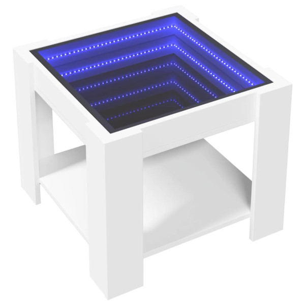 Stolik Kawowy Ława Stół Biały 53x53x45 Oświetlenie Led Do Salonu Do Pokoju 735961