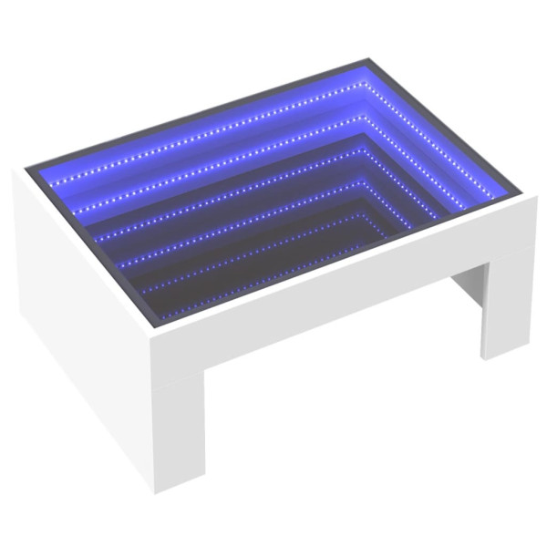 Stolik Kawowy Ława Stół Biały 70x50x30 Oświetlenie Led Do Salonu Do Pokoju 735439