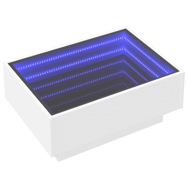 Stolik Kawowy Ława Stół Biały 70x50x30 Oświetlenie Led Do Salonu Do Pokoju 735339