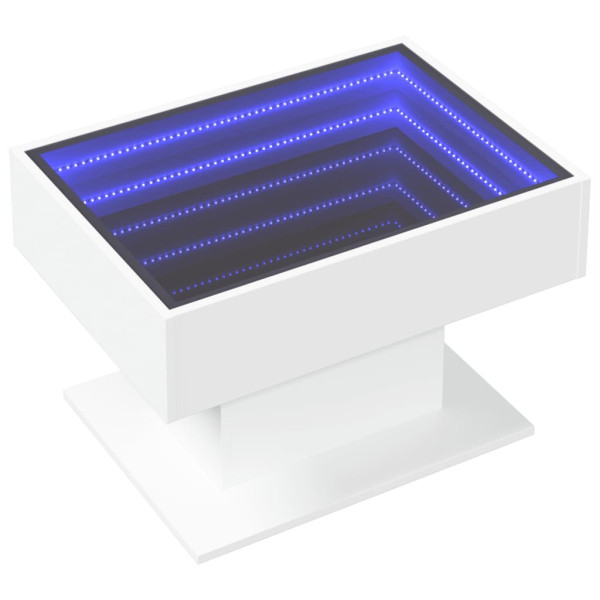 Stolik Kawowy Ława Stół Biały 70x50x45 Oświetlenie Led Do Salonu Do Pokoju 736491