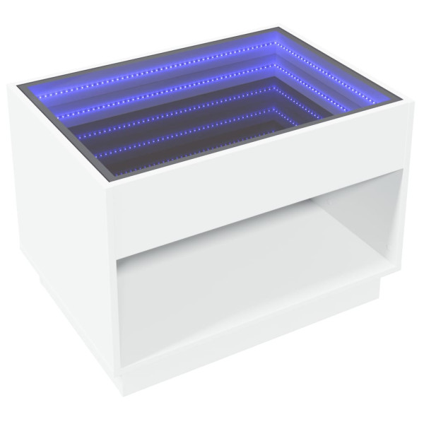 Stolik Kawowy Ława Stół Biały 70x50x50 Oświetlenie Led Do Salonu Do Pokoju 736112