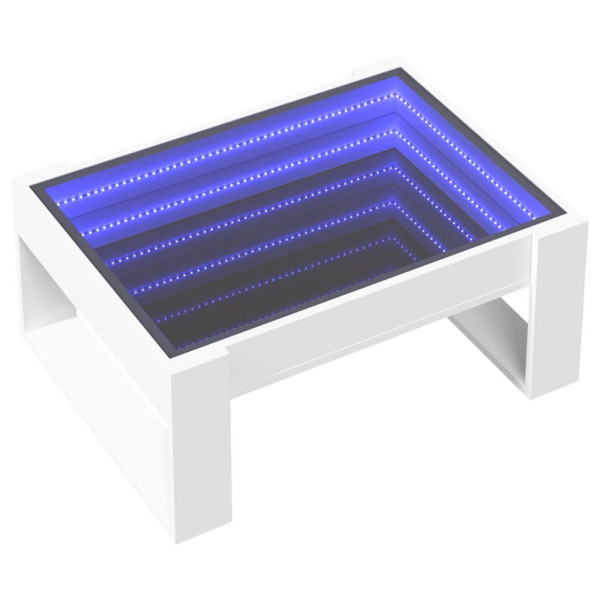 Stolik Kawowy Ława Stół Biały 70x53x30 Oświetlenie Led Do Salonu Do Pokoju 729821