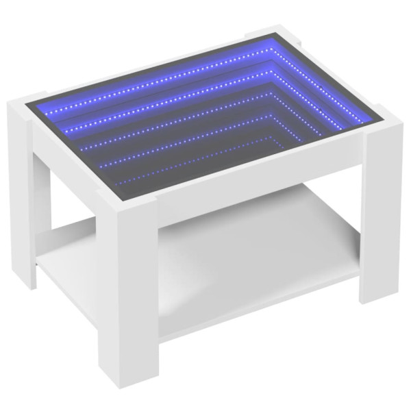 Stolik Kawowy Ława Stół Biały 73x53x45 Oświetlenie Led Do Salonu Do Pokoju 735825