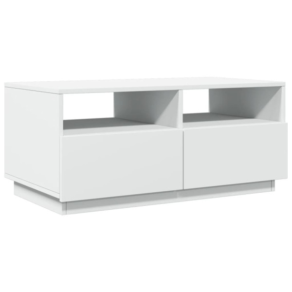 Stolik Kawowy Ława Stół Biały 90x49x40 Oświetlenie Led Do Salonu Do Pokoju 731986