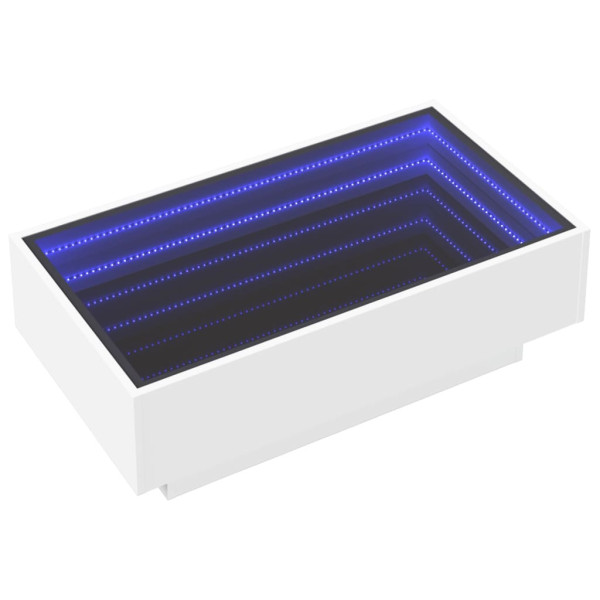 Stolik Kawowy Ława Stół Biały 90x50x30 Oświetlenie Led Do Salonu Do Pokoju 736299