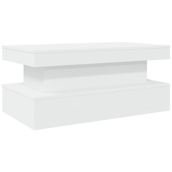 Stolik Kawowy Ława Stół Biały 90x50x40 Oświetlenie Led Do Salonu Do Pokoju 735831