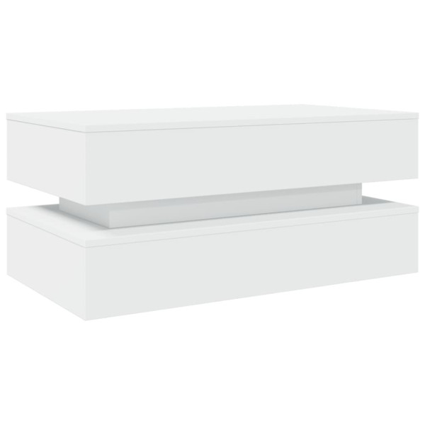 Stolik Kawowy Ława Stół Biały 90x50x40 Oświetlenie Led Do Salonu Do Pokoju 737842