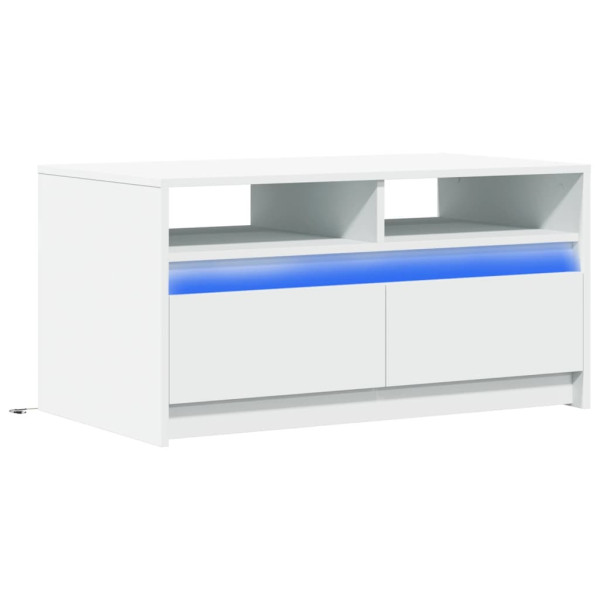 Stolik Kawowy Ława Stół Biały 90x50x45.5 Oświetlenie Led Do Salonu 735676