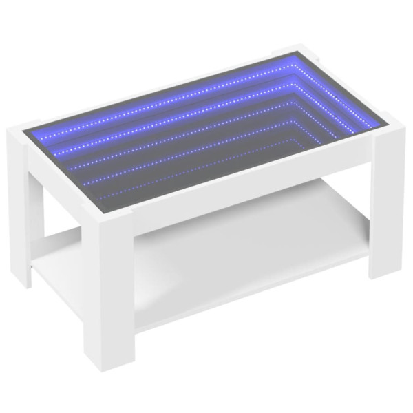 Stolik Kawowy Ława Stół Biały 93x53x45 Oświetlenie Led Do Salonu Do Pokoju 735753