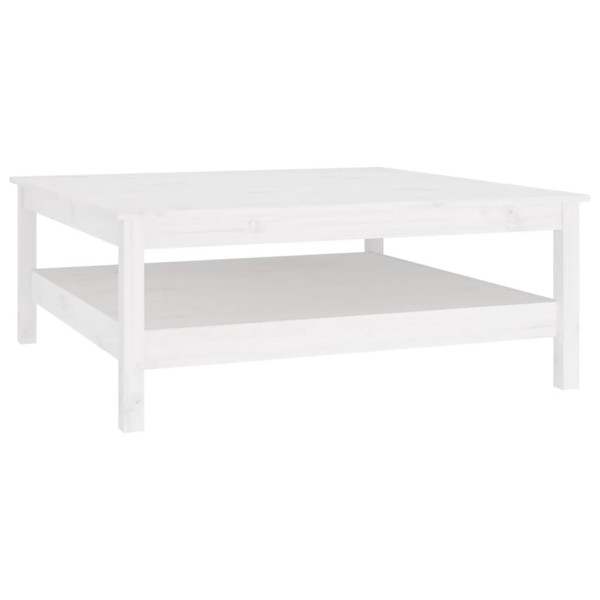Stolik Kawowy Ława Stół Biały Drewniany 100x100x40 Półka Do Salonu 735904