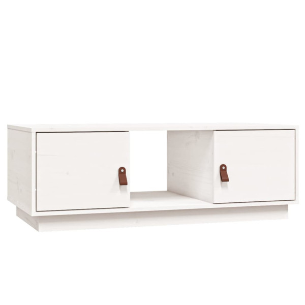 Stolik Kawowy Ława Stół Biały Drewniany 100x50x35 Przegrody Do Salonu 735581