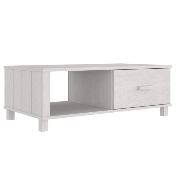 Stolik Kawowy Ława Stół Biały Drewniany 100x55x35 Szuflady Półka Do Salonu 736116