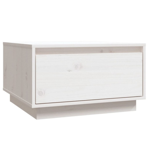 Stolik Kawowy Ława Stół Biały Drewniany 55x56x32 Szuflada Do Salonu 729826