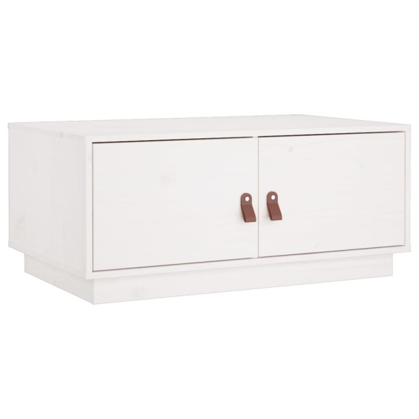 Stolik Kawowy Ława Stół Biały Drewniany 80x50x35 Schowki Do Salonu 730104
