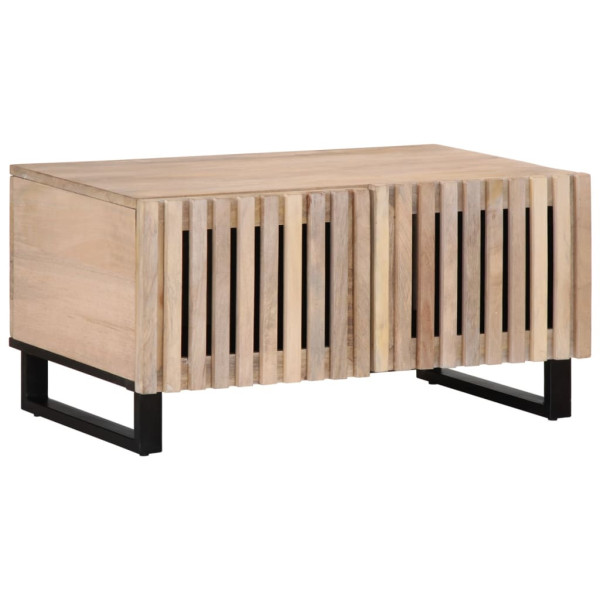 Stolik Kawowy Ława Stół Biały Drewniany 80x51x40 Drzwiczki Do Salonu 727357