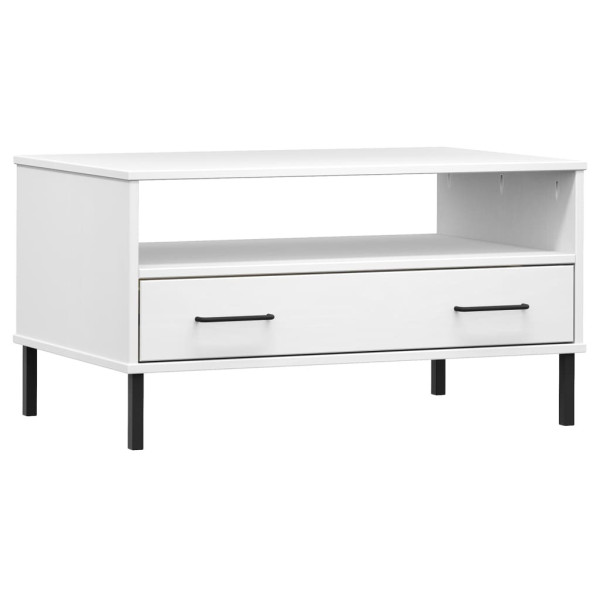 Stolik Kawowy Ława Stół Biały Drewniany 85x50x45 Szuflady Do Salonu 736123