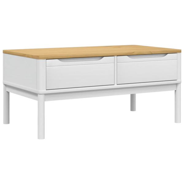 Stolik Kawowy Ława Stół Biały Drewniany 99x55.5x45 Szuflady Do Salonu 731929