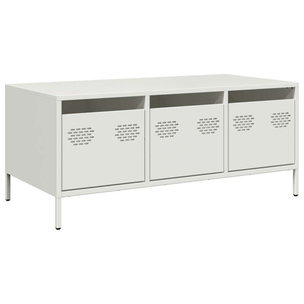 Stolik Kawowy Ława Stół Biały Metalowy 101.5x50x43.5 Szuflady Do Salonu 735255