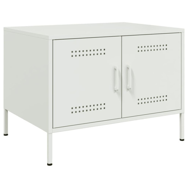 Stolik Kawowy Ława Stół Biały Metalowy 68x50x50.5 Drzwiczki Do Salonu 736023