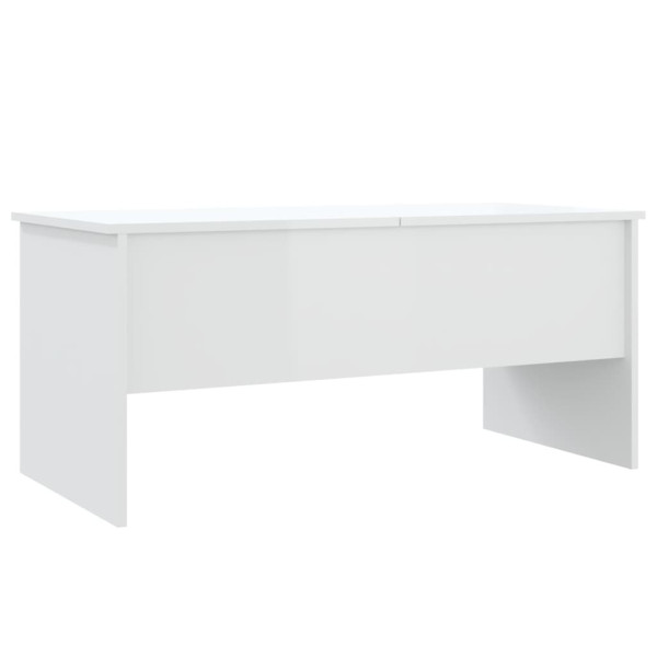 Stolik Kawowy Ława Stół Biały Połysk 102x50.5x46.5 Schowki Podnoszony Blat 735351