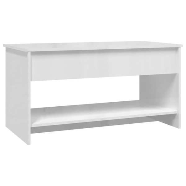 Stolik Kawowy Ława Stół Biały Połysk 102x50x52.5 Ukryty Schowek Do Salonu 735358