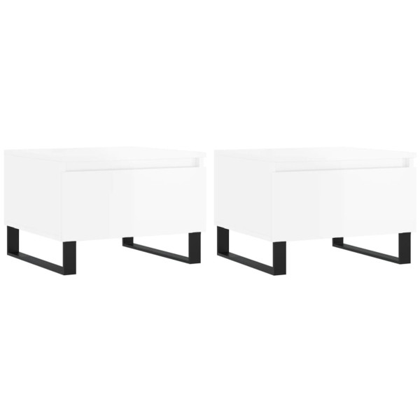 Stolik Kawowy Ława Stół Biały Połysk 50x46x35 Szuflady Do Salonu Do Pokoju 735059