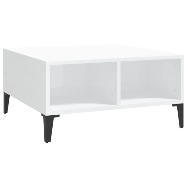 Stolik Kawowy Ława Stół Biały Połysk 60x60x30 Przegródki Do Salonu 736424