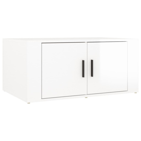 Stolik Kawowy Ława Stół Biały Połysk 80x50x36 Drzwiczki Do Salonu Do Pokoju 730208