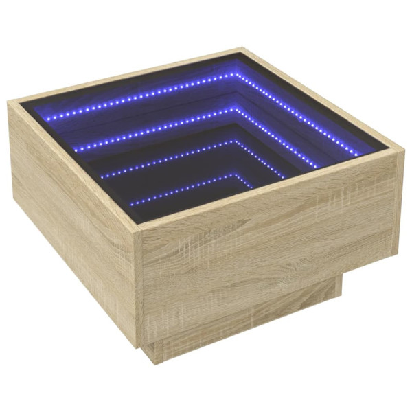 Stolik Kawowy Ława Stół Brąz 50x50x30 Oświetlenie Led Do Salonu Do Pokoju 735960