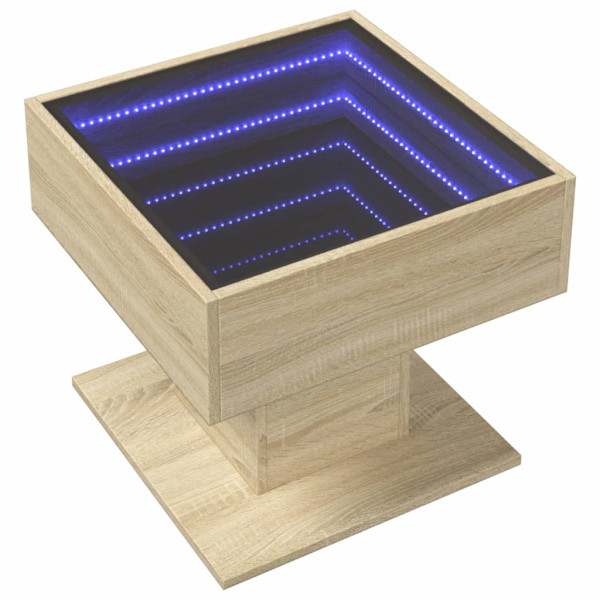 Stolik Kawowy Ława Stół Brąz 50x50x45 Oświetlenie Led Do Salonu Do Pokoju 735478