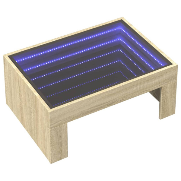 Stolik Kawowy Ława Stół Brąz 70x50x30 Oświetlenie Led Do Salonu Do Pokoju 735528