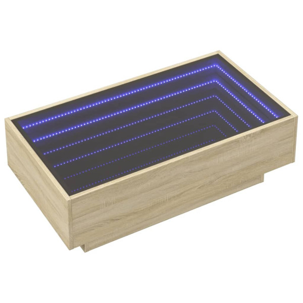 Stolik Kawowy Ława Stół Brąz 90x50x30 Oświetlenie Led Do Salonu Do Pokoju 735792