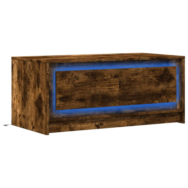 Stolik Kawowy Ława Stół Brązowy 100x50x43.5 Oświetlenie Led Do Salonu 731949
