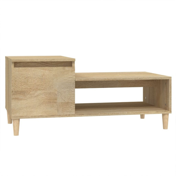 Stolik Kawowy Ława Stół Brązowy 100x50x45 Szuflady Drzwiczki Do Salonu 735292
