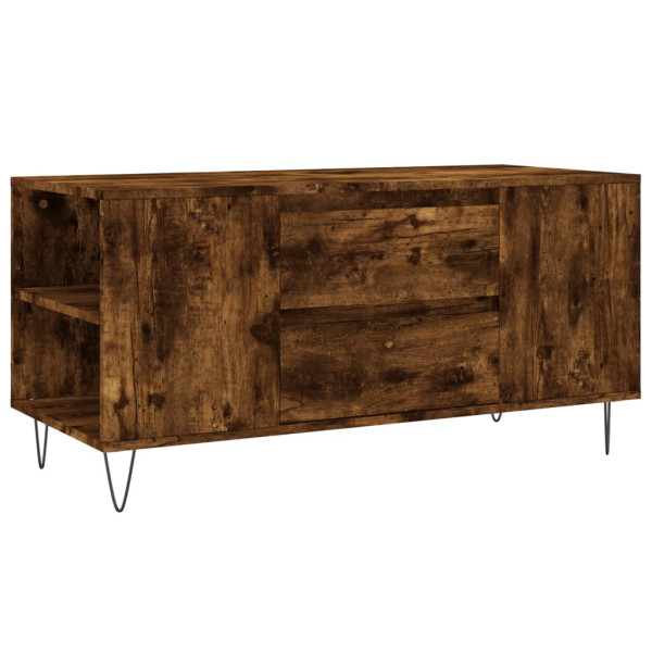 Stolik Kawowy Ława Stół Brązowy 102x44.5x50 Szuflady Przegrody Do Salonu 730001