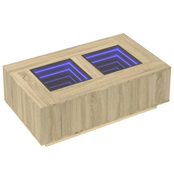 Stolik Kawowy Ława Stół Brązowy 116x69x40 Oświetlenie Led Do Salonu 729906