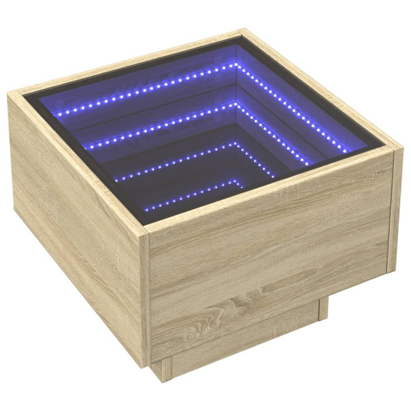 Stolik Kawowy Ława Stół Brązowy 40x40x30 Oświetlenie Led Do Salonu 735506