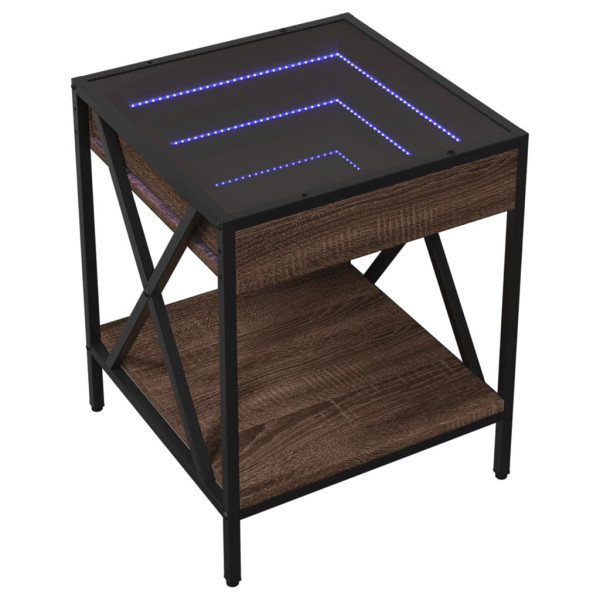 Stolik Kawowy Ława Stół Brązowy 40x40x49 Oświetlenie Led Do Salonu 729869