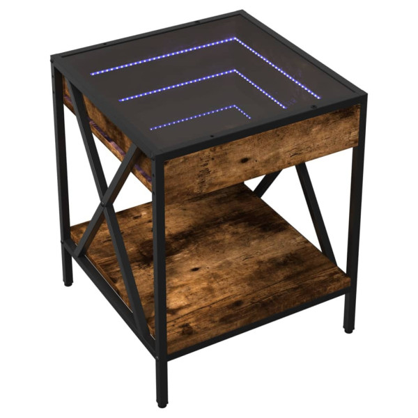 Stolik Kawowy Ława Stół Brązowy 40x40x49 Oświetlenie Led Do Salonu 729917