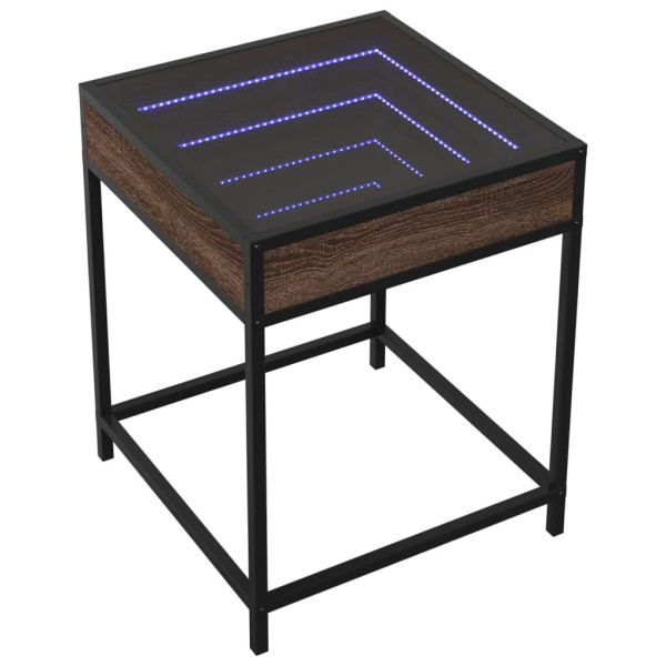 Stolik Kawowy Ława Stół Brązowy 40x40x51 Oświetlenie Led Do Salonu 735264